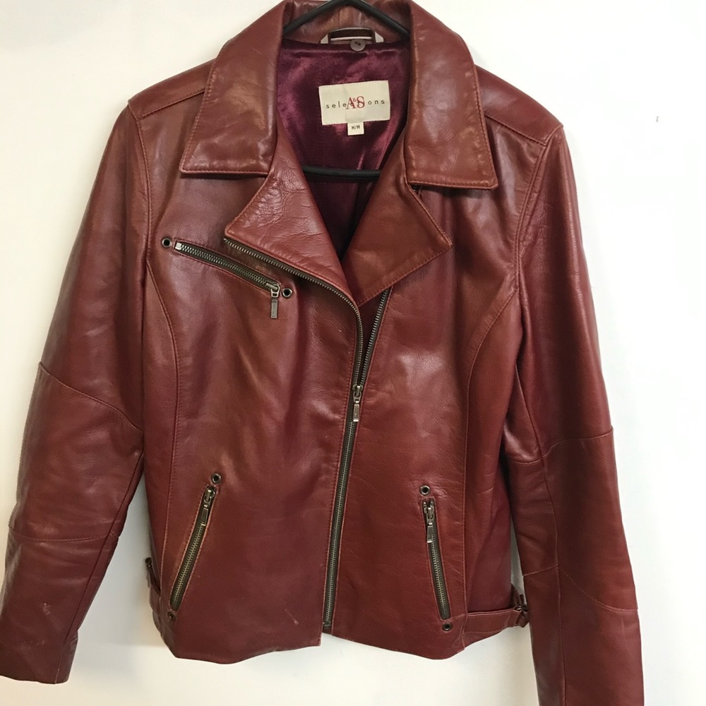 Red 100% leather coat